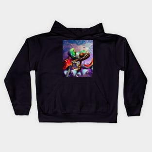 Trippy Psychedelic Chameleon Lizard On Mushroom Kids Hoodie